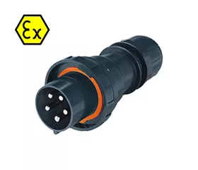 CEE-ATEX-Stecker 63 A, IP66, gerade, mit Mantelklemmen, ATEX II 2D
