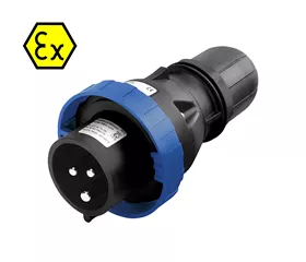 CEE-ATEX-Stecker 63 A, IP66, gerade, mit Mantelklemmen, ATEX II 2GD