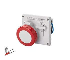 CEE-Steckdose mit Verriegelung 32 A, IP66/IP67, Einbau mit Schraubklemmen