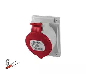 CEE-Einbausteckdose 32 A, IP44/IP54, abgewinkelt mit Schraubklemmen