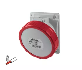 CEE-Einbausteckdose 32 A, IP66/IP67/IP69, abgewinkelt mit Schraubklemmen
