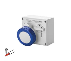 CEE-Steckdose mit Verriegelung 16 A, IP66/IP67, Aufbau mit Schraubklemmen