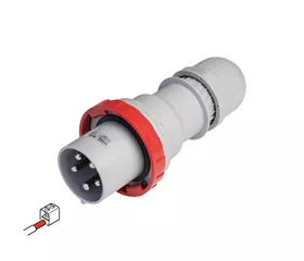CEE-Stecker 63 A, IP66/IP67/IP69, gerade, mit Mantelklemmen