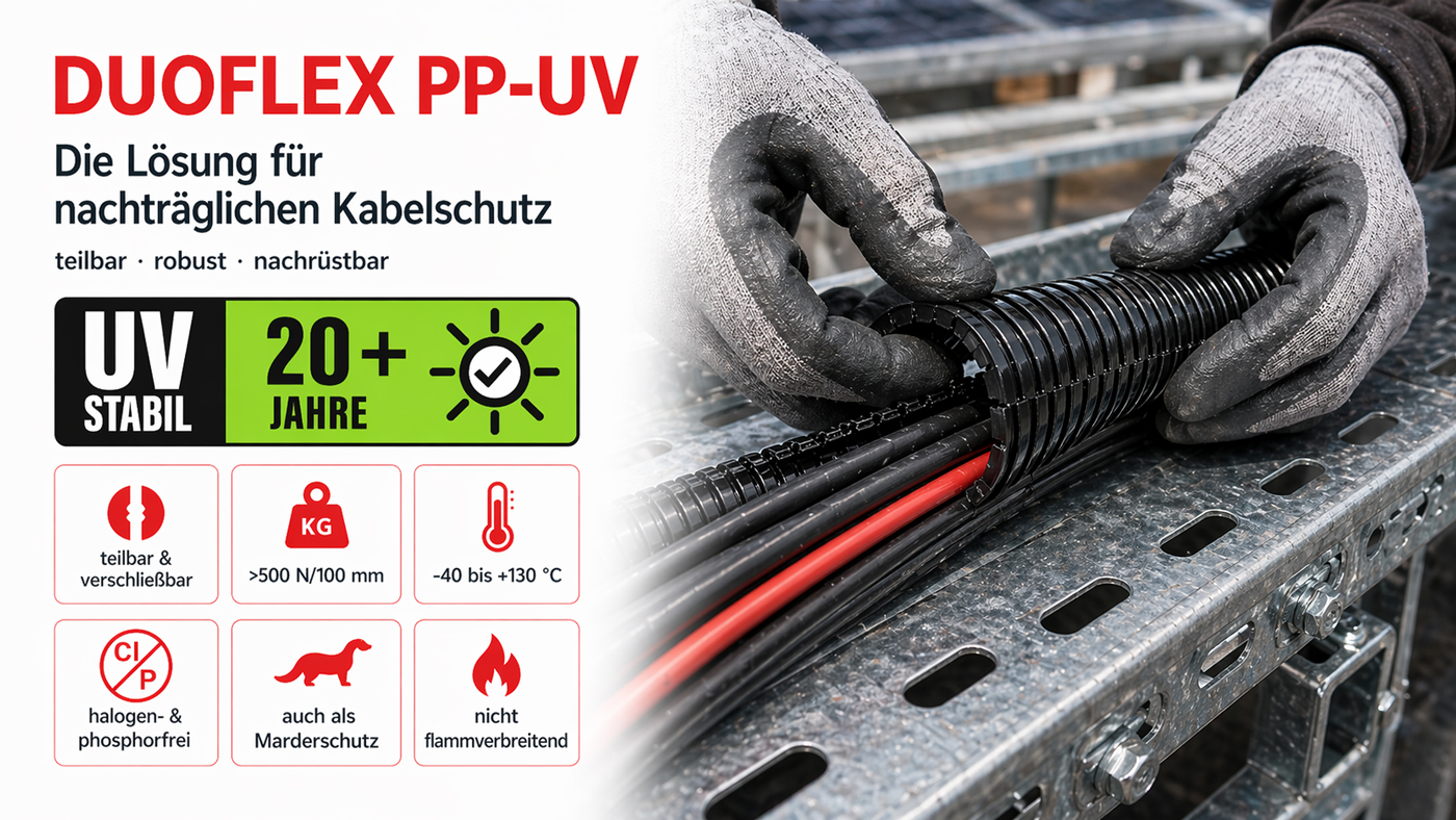 DUOFLEX PP-UV Headerbild für nachträglichen Kabelschutz