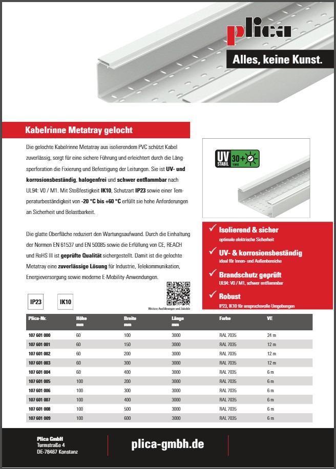 Kabelrinne Metatray gelocht