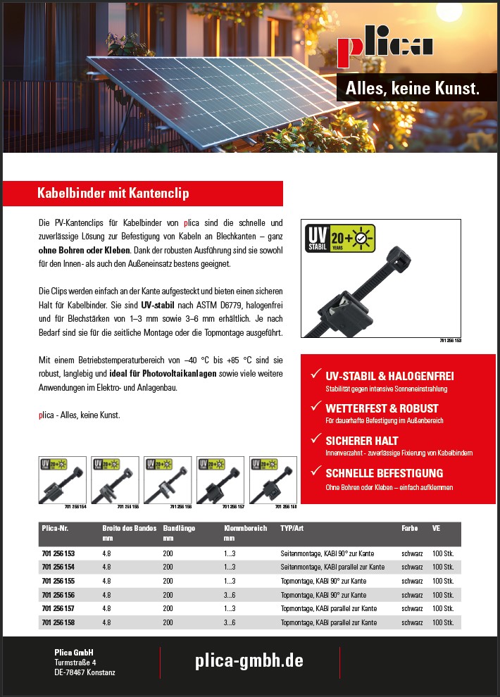 Kabelbinder mit Kantenclips