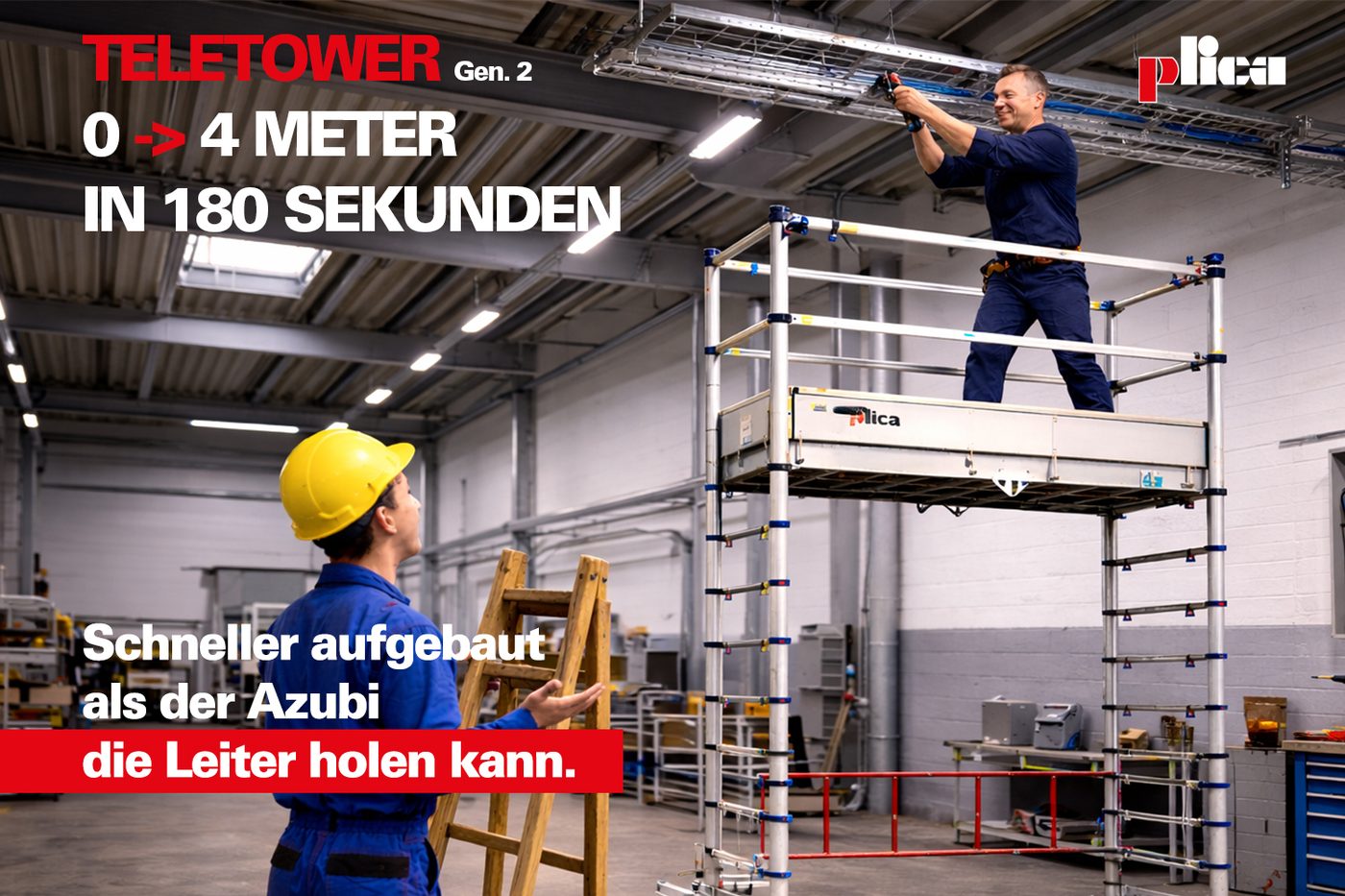 TELETOWER Gen. 2 Fahrgerüst, in 180 Sekunden auf 4 Meter Arbeitshöhe